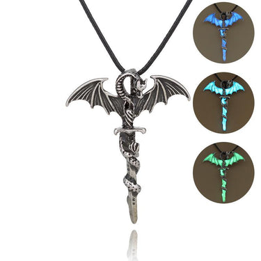 Luminous Dragon Cross Pendant Necklace